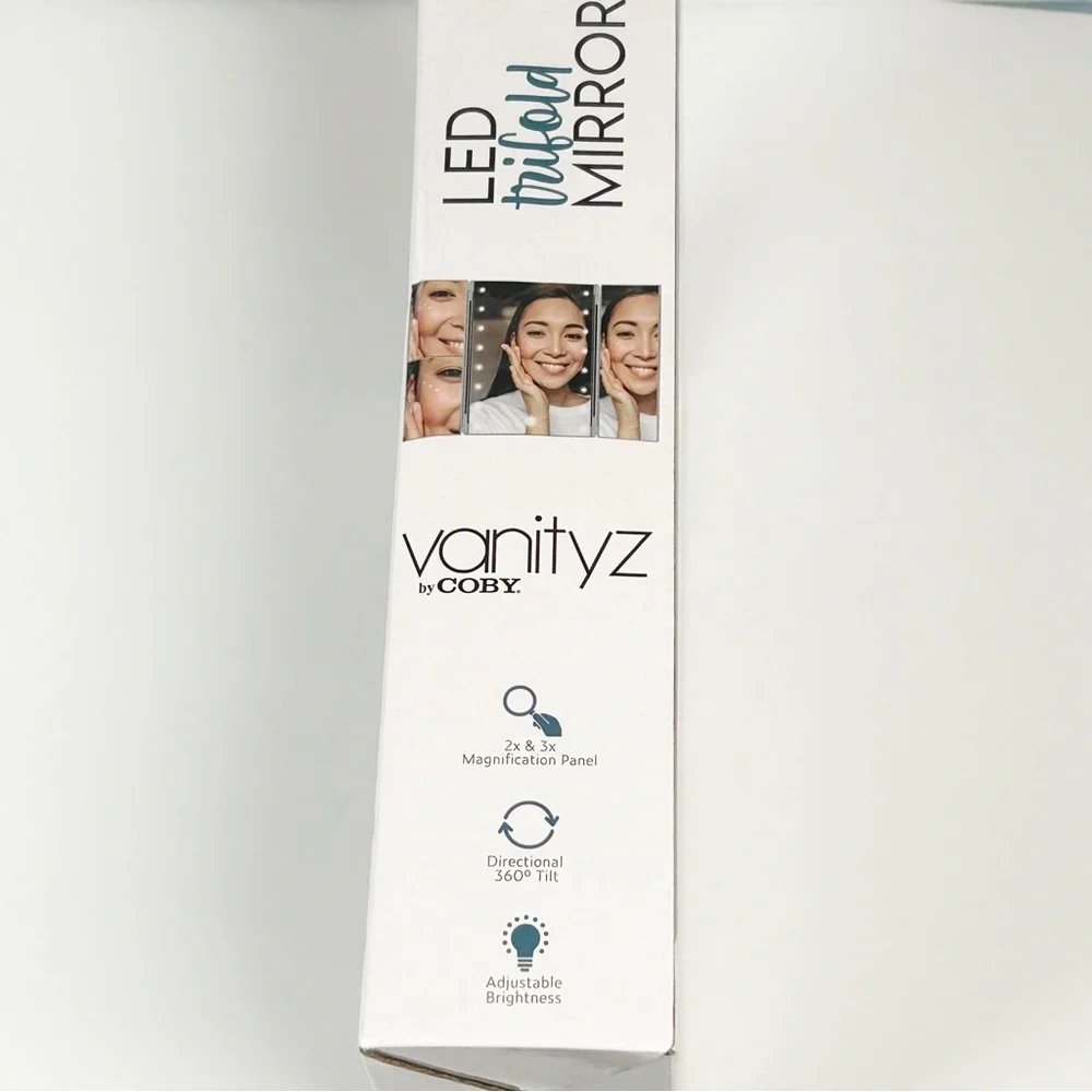 Coby Vanityz Trifold LED Mirror Grey 1x 2x 3X Magnification NEW